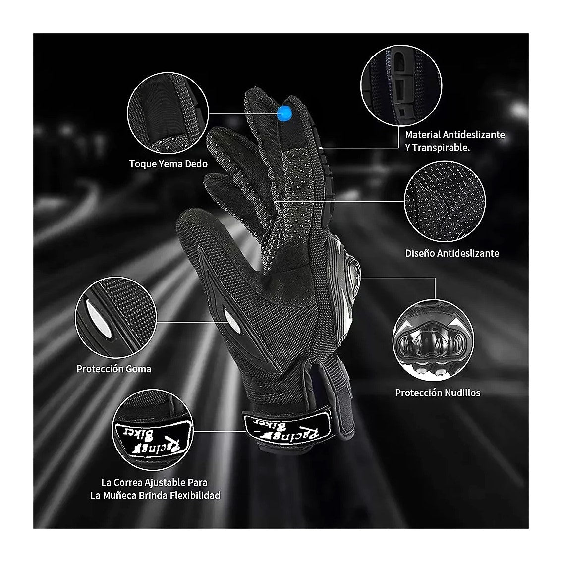 Guantes Para Motociclista Proteccion Nudillos Accesorio Moto